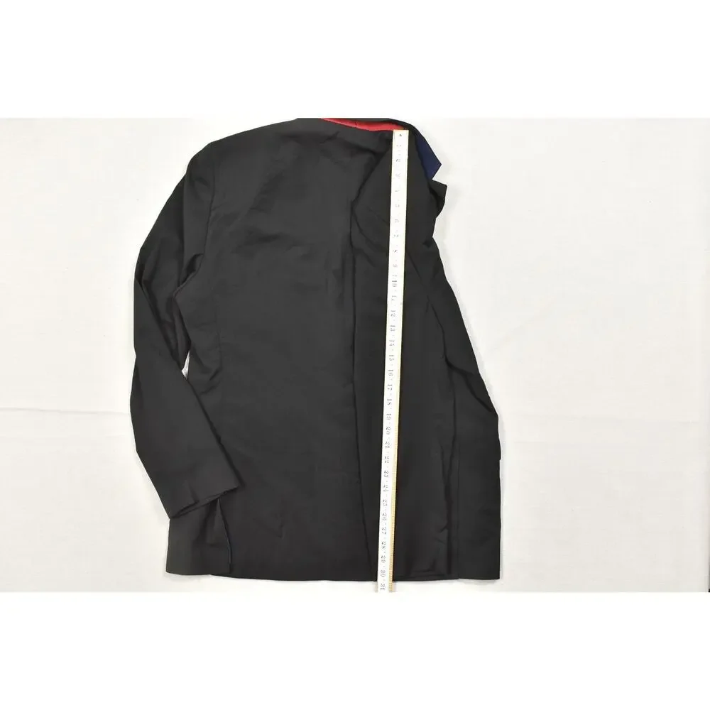 Tommy Hilfiger Men's Blazer 44L Black Wool Blend 2-Button Solid Sport Coat Wool